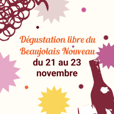 affiche présentant l'événement du beaujolais nouveau